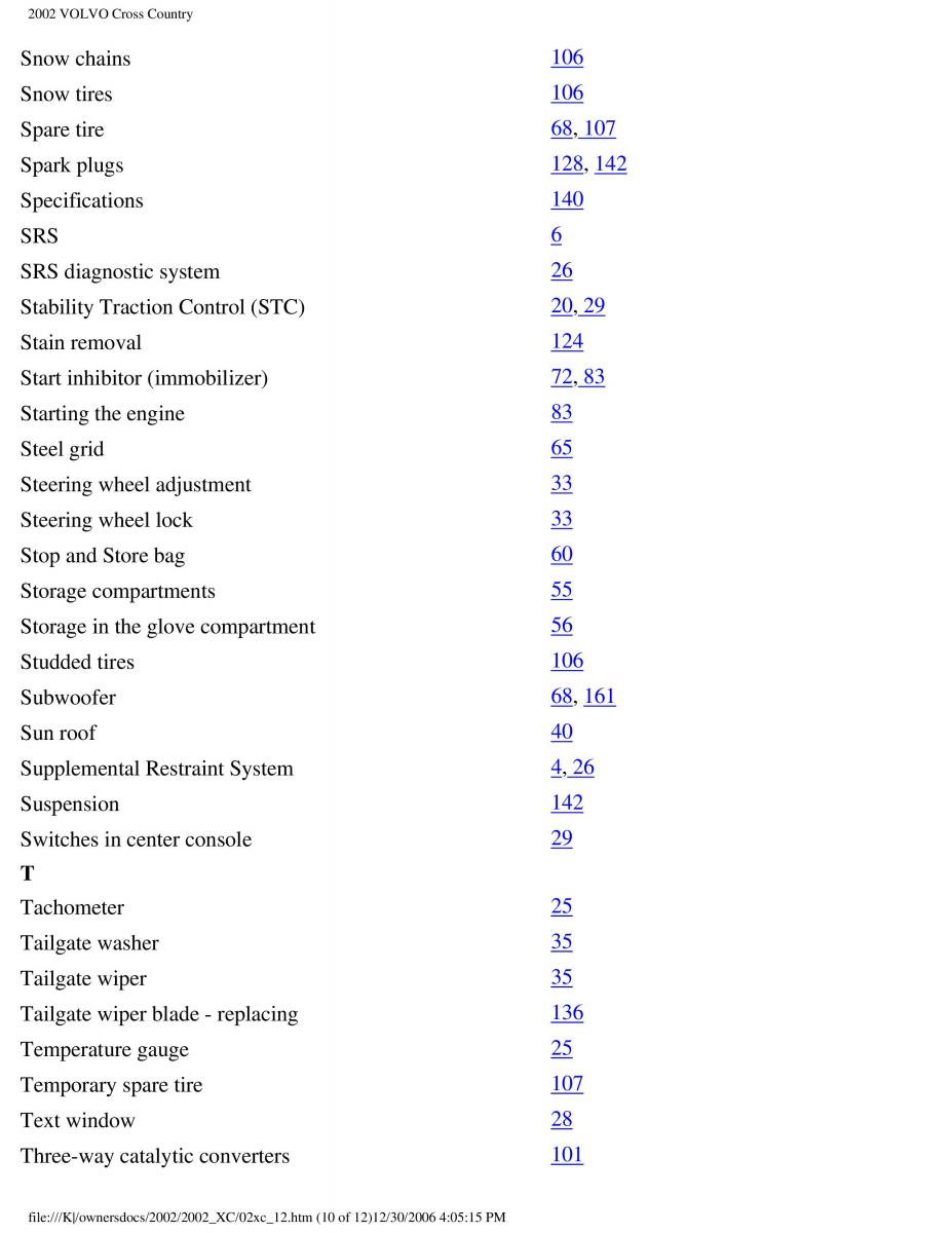 Volvo XC70 Cross Country owners manual / page 250