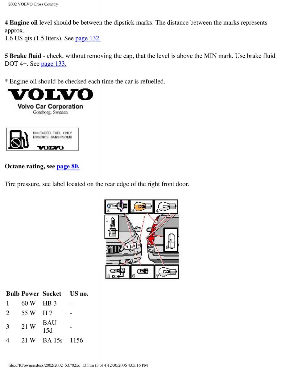 manual  Volvo XC70 Cross Country owners manual / page 255