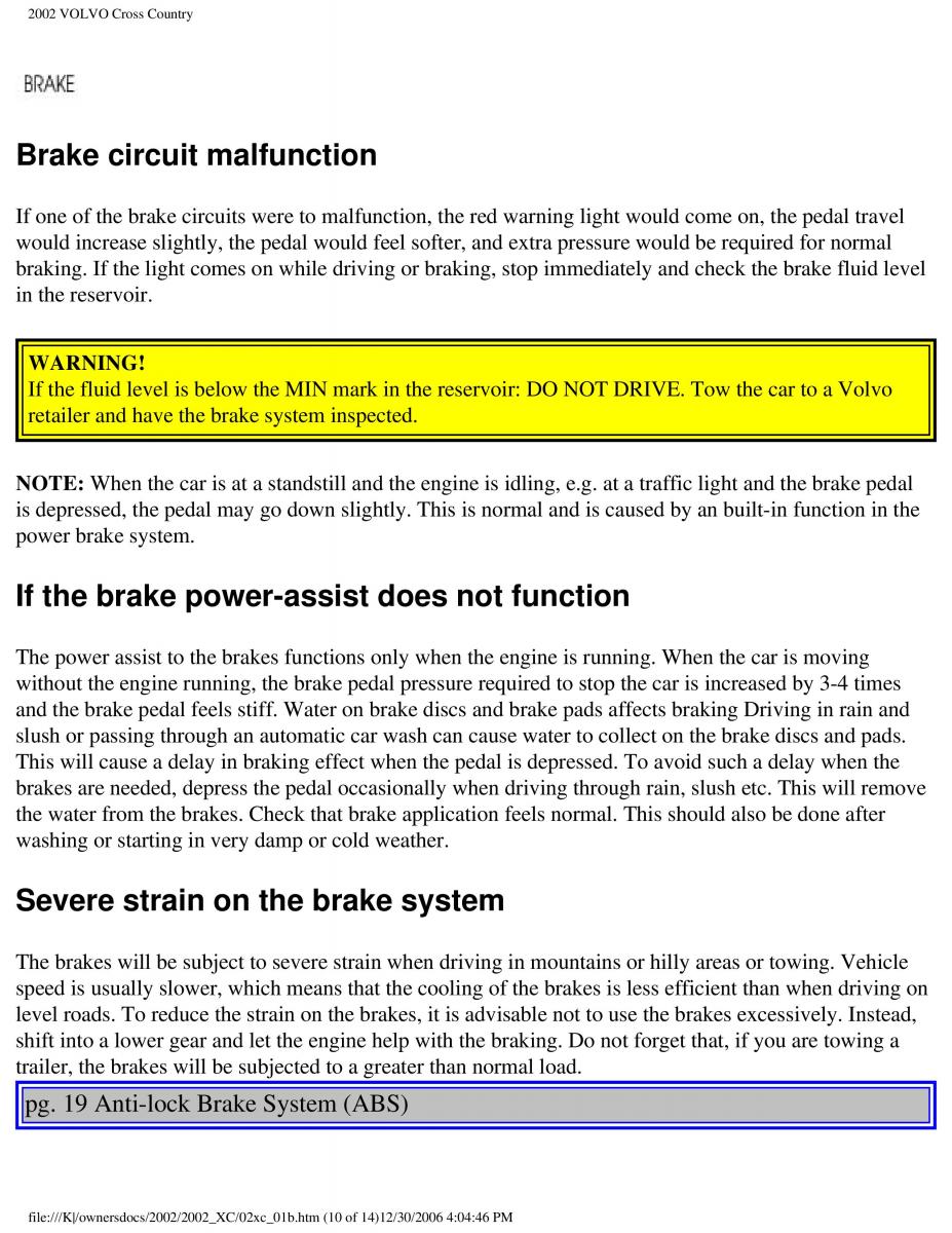 Volvo XC70 Cross Country owners manual / page 31