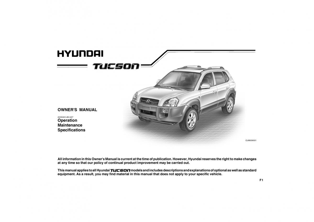 Hyundai Tucson I 1 owners manual / page 1