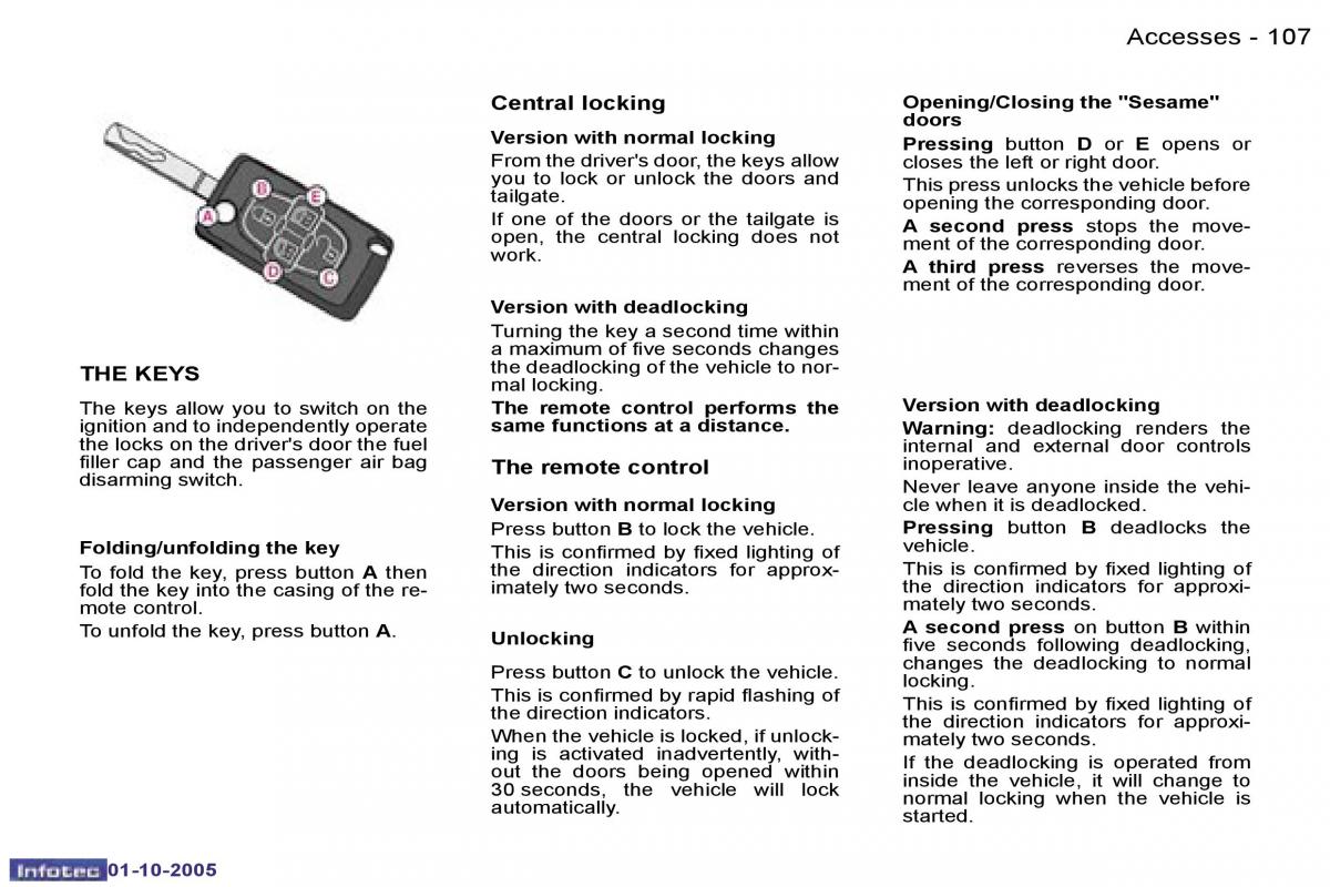 Peugeot 1007 owners manual / page 13