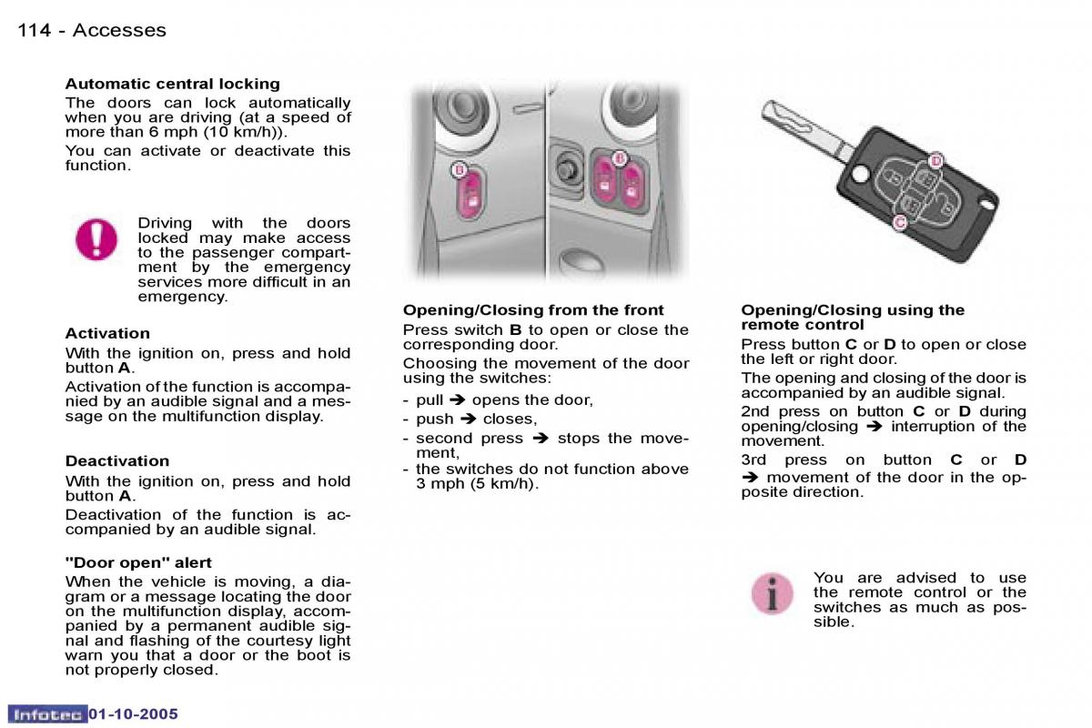 Peugeot 1007 owners manual / page 21