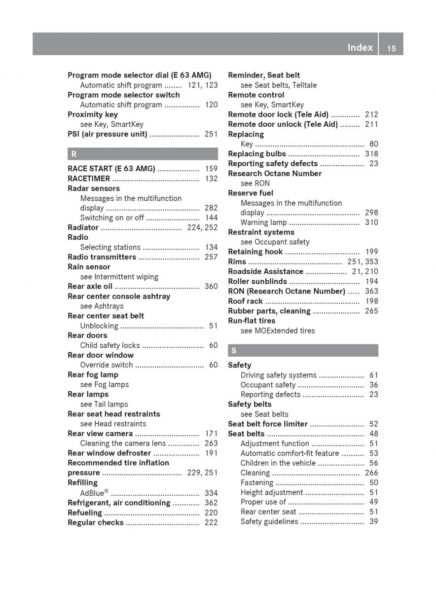 Mercedes Benz E Class W212 2010 owners manual / page 17