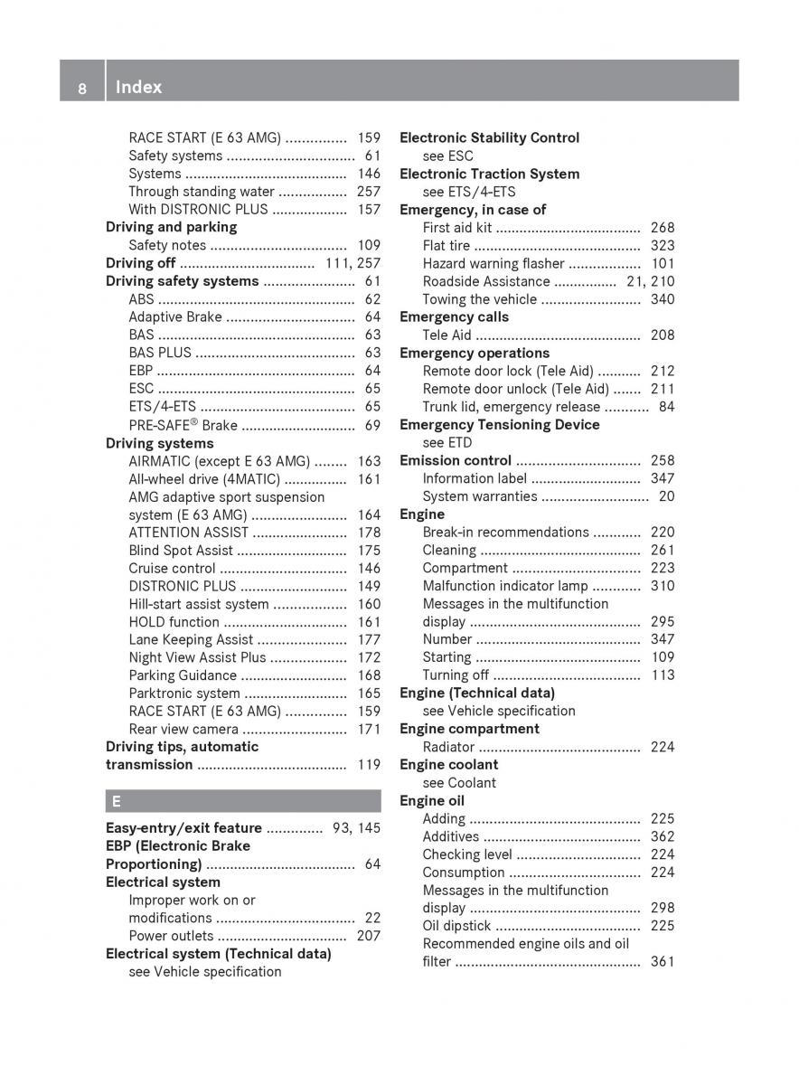 Mercedes Benz E Class W212 2010 owners manual / page 10