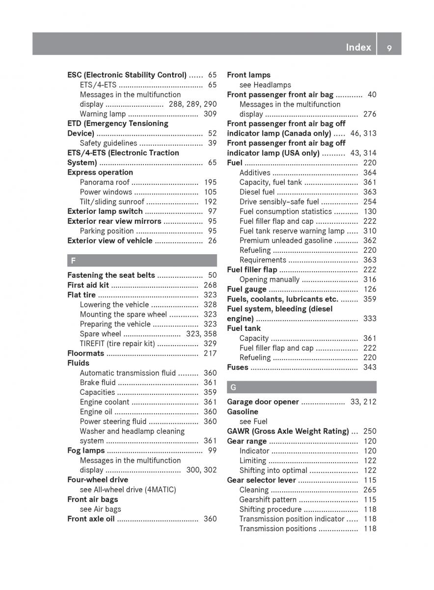 Mercedes Benz E Class W212 2010 owners manual / page 11