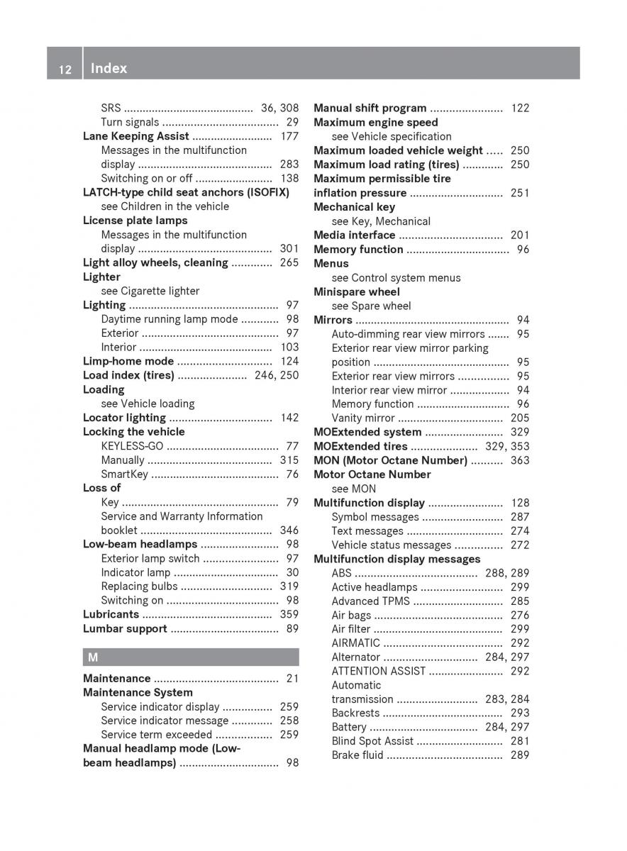 Mercedes Benz E Class W212 2010 owners manual / page 14