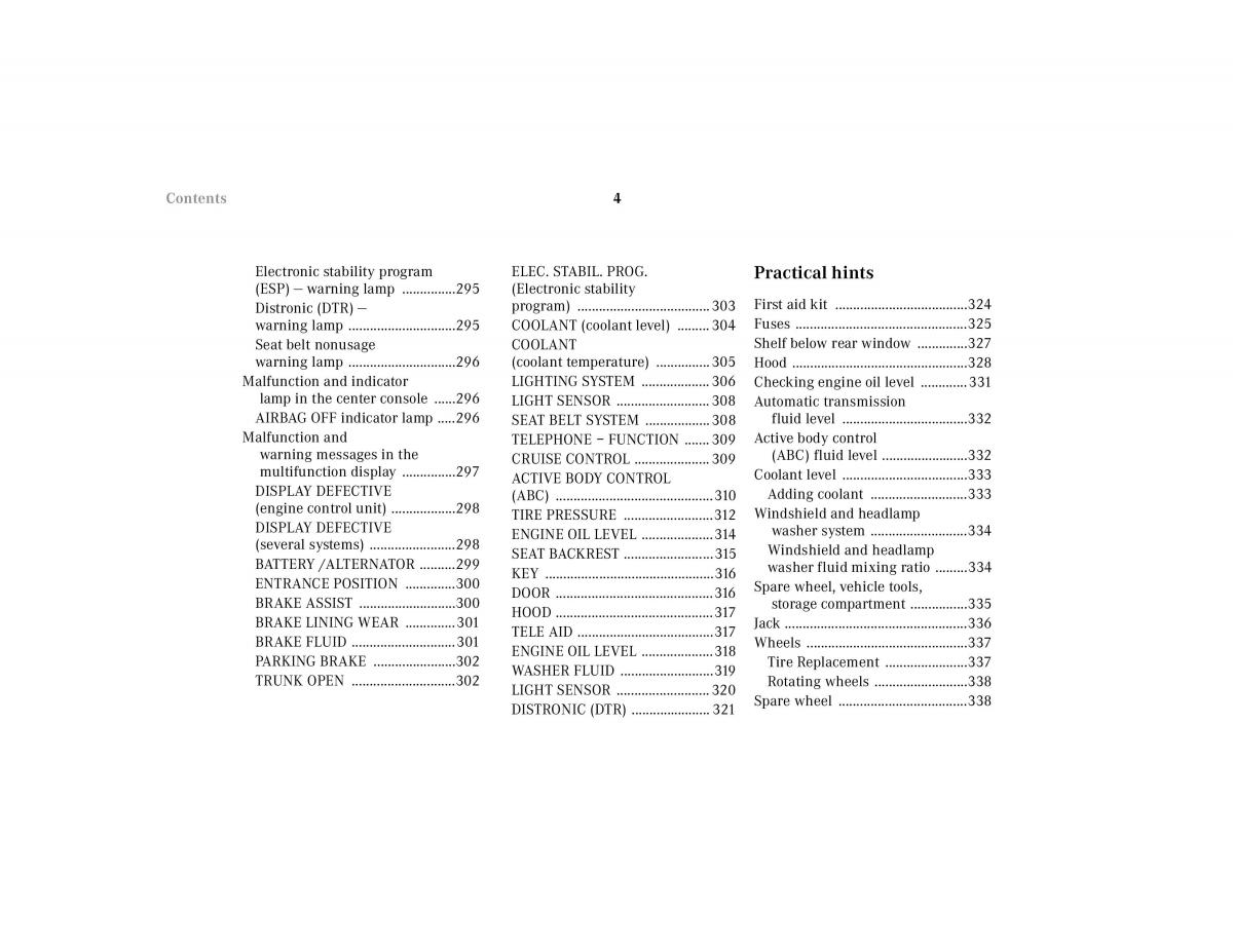 Mercedes Benz CL C215 2000 owners manual / page 7