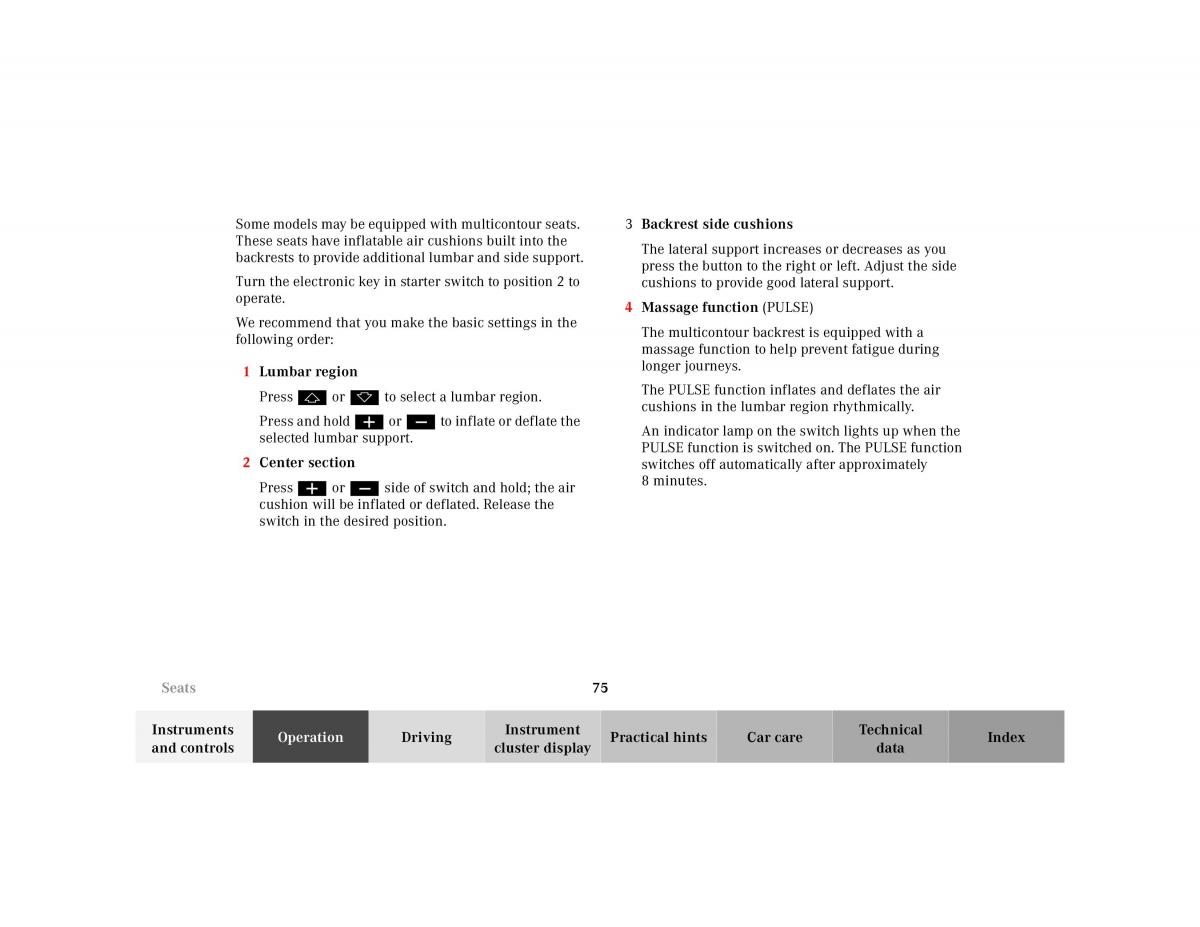 Mercedes Benz CL C215 2000 owners manual / page 78