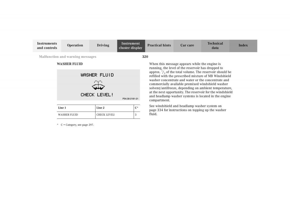 Mercedes Benz CL C215 2000 owners manual / page 326