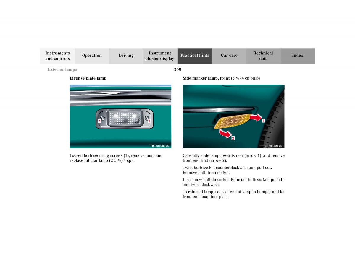 Mercedes Benz CL C215 2000 owners manual / page 366