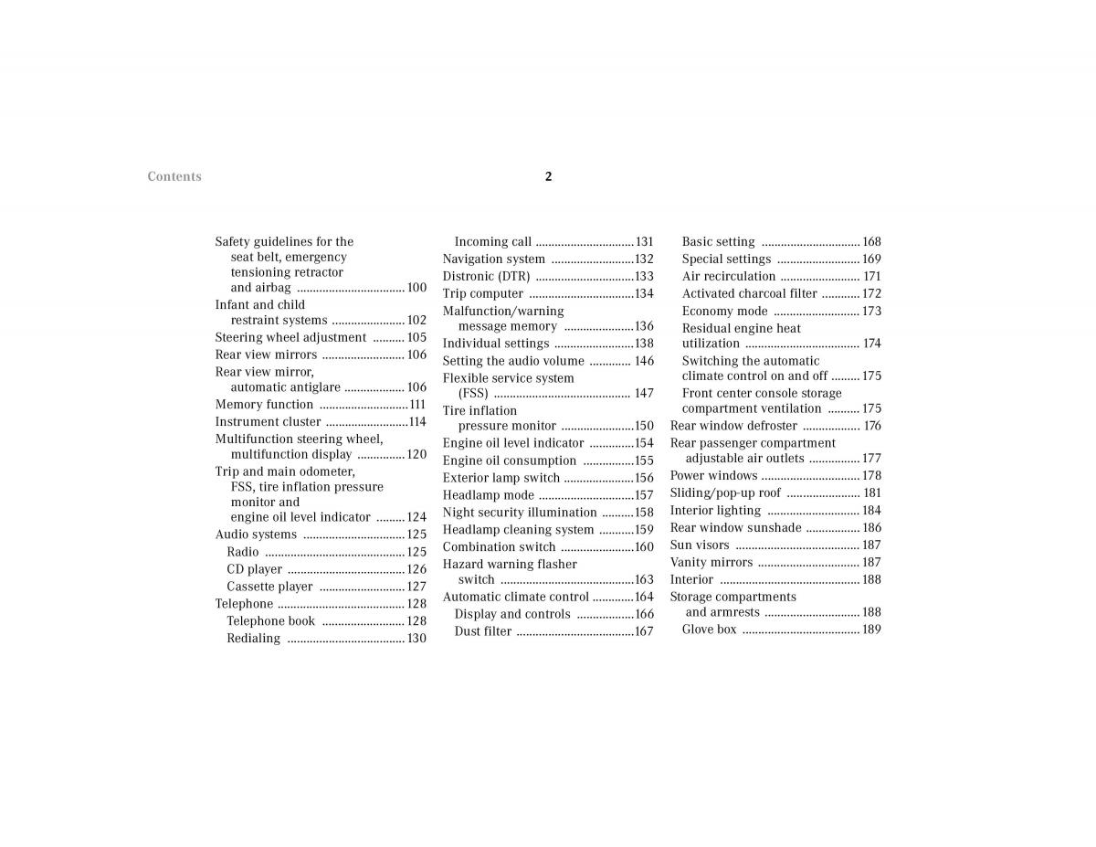 Mercedes Benz CL C215 2000 owners manual / page 5