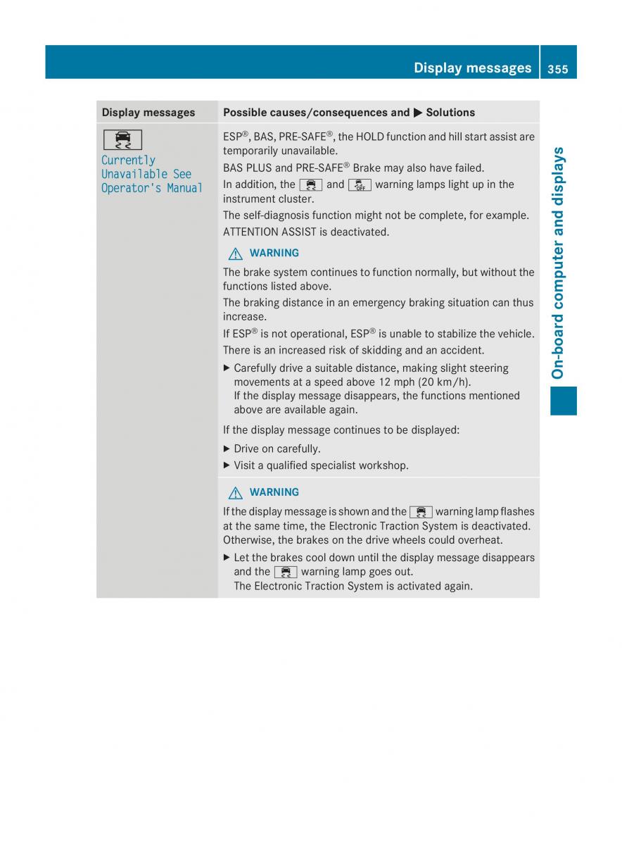 Mercedes Benz CL C216 2014 owners manual / page 357
