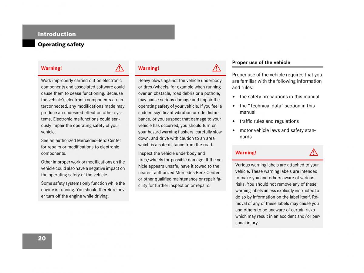 Mercedes Benz CL C216 owners manual / page 21