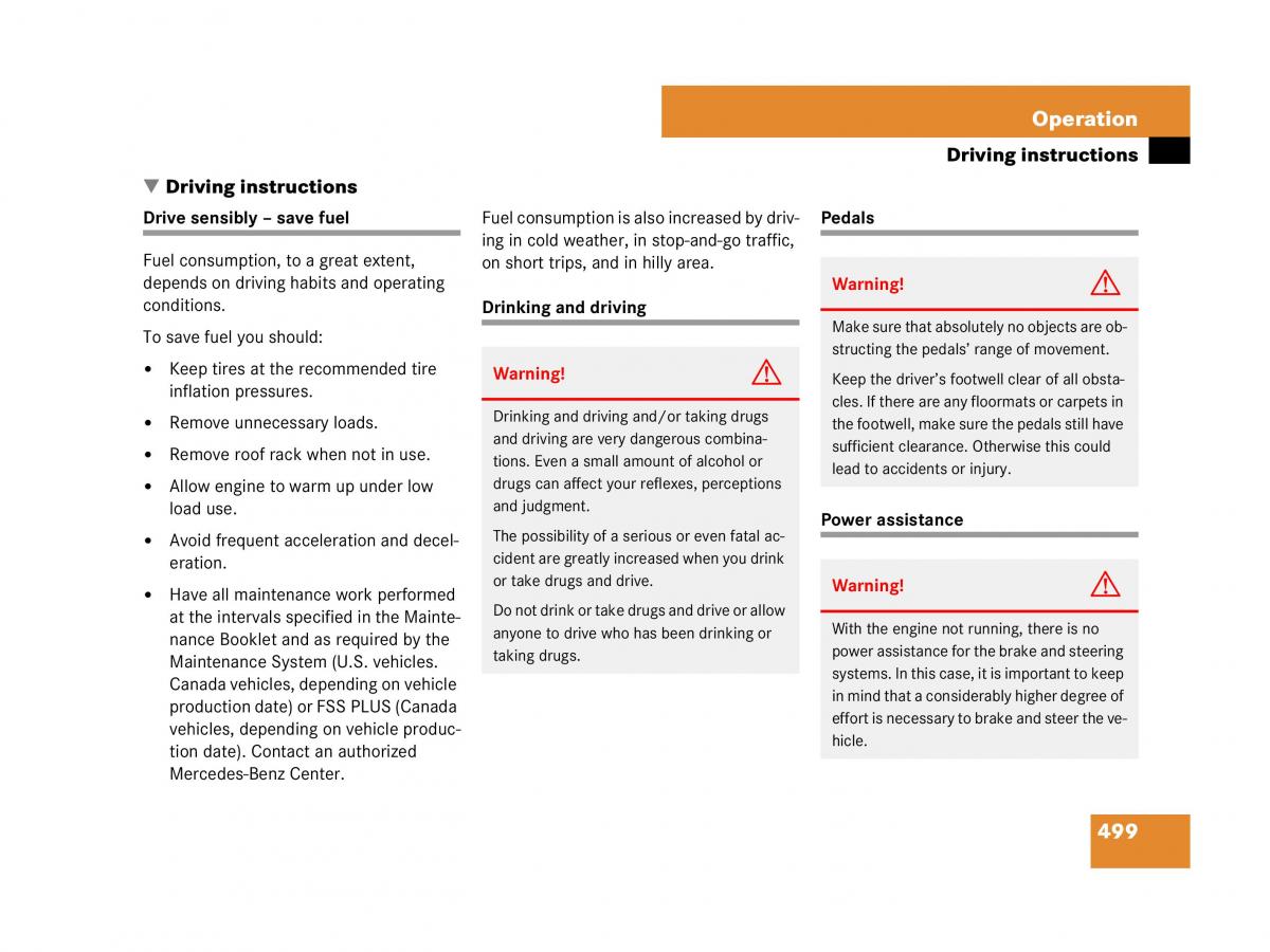 Mercedes Benz CL C216 owners manual / page 502