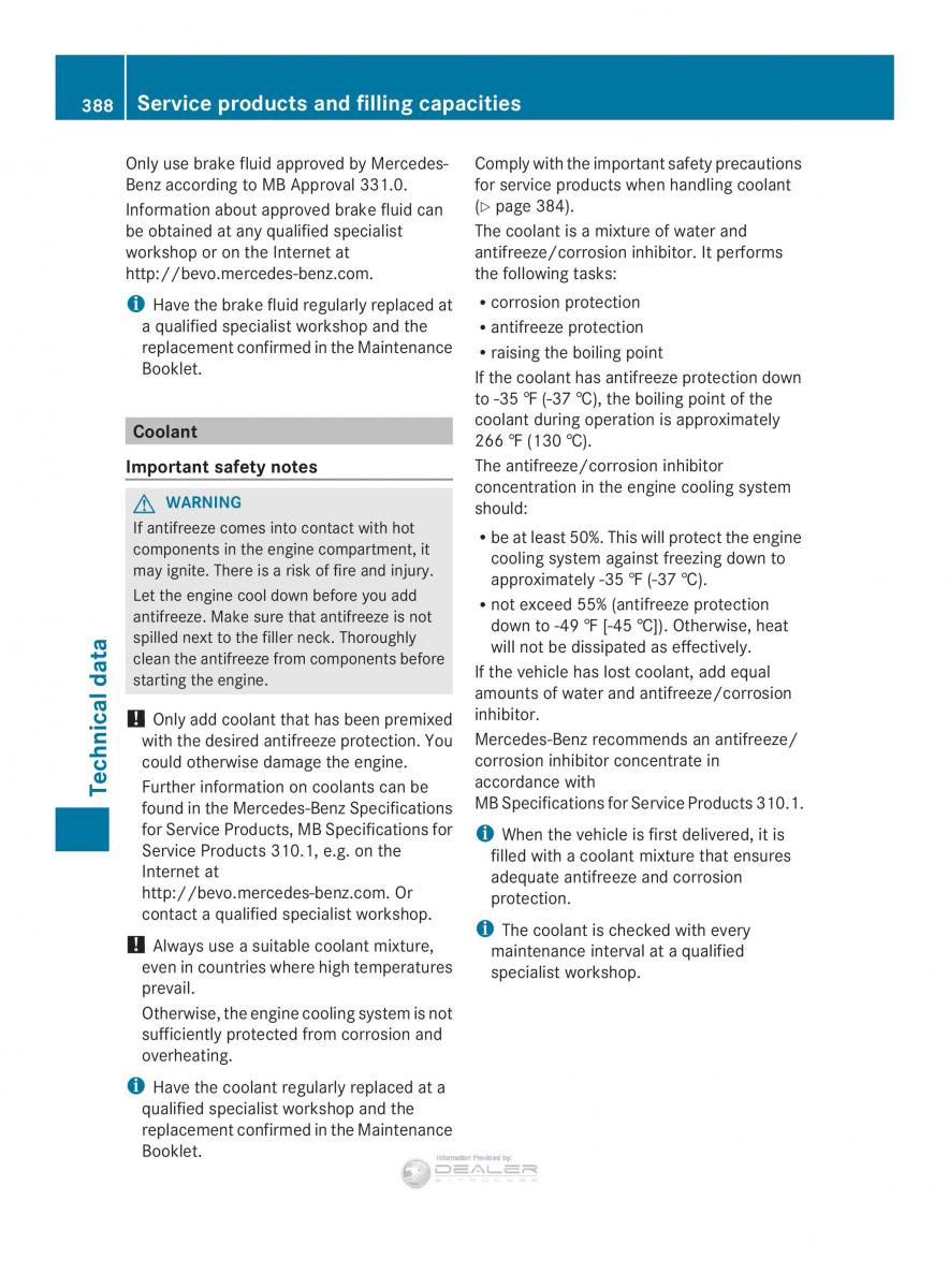 Mercedes Benz E Class W212 2014 owners manual / page 390