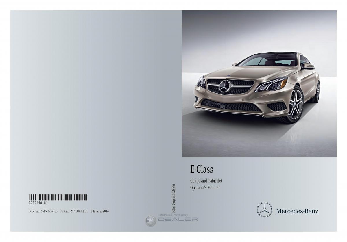 Mercedes Benz E Class W212 2014 owners manual / page 1