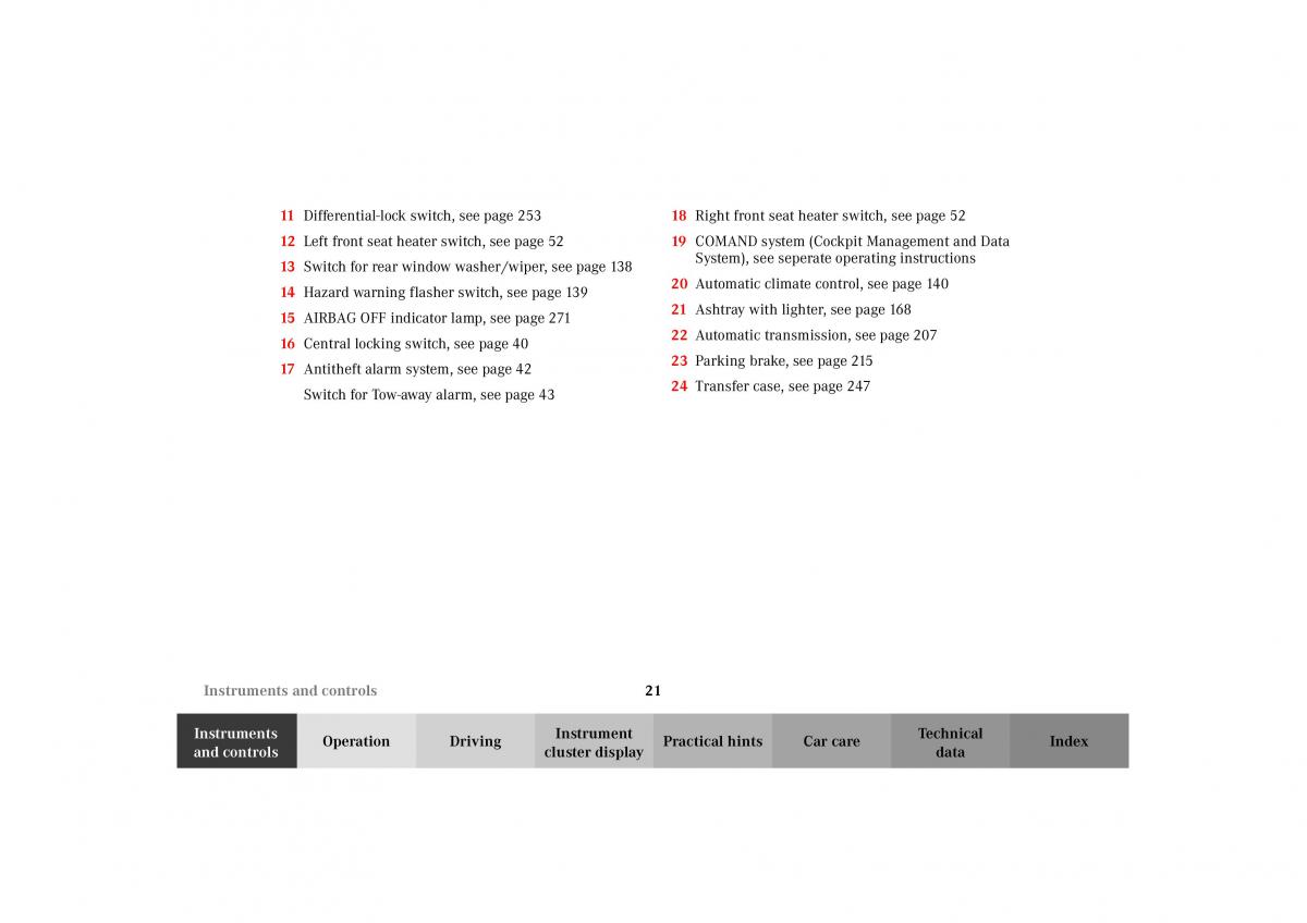 Mercedes Benz G Class W463 owners manual / page 24