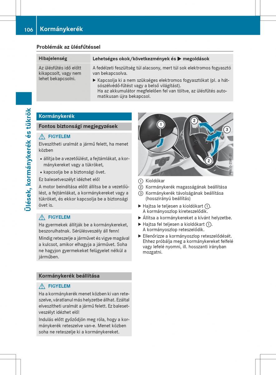 Mercedes GLA X156 kezelesi utmutato / page 106