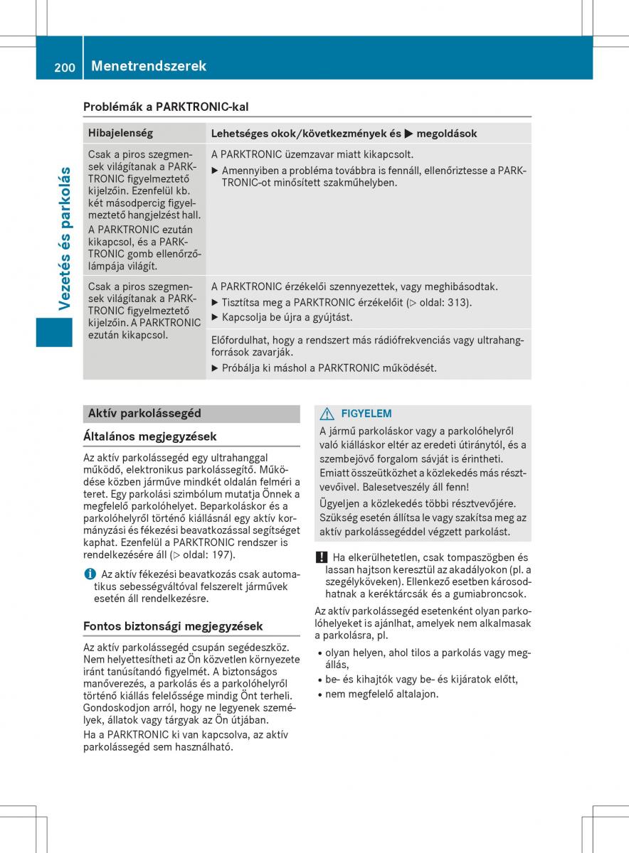 Mercedes GLA X156 kezelesi utmutato / page 200
