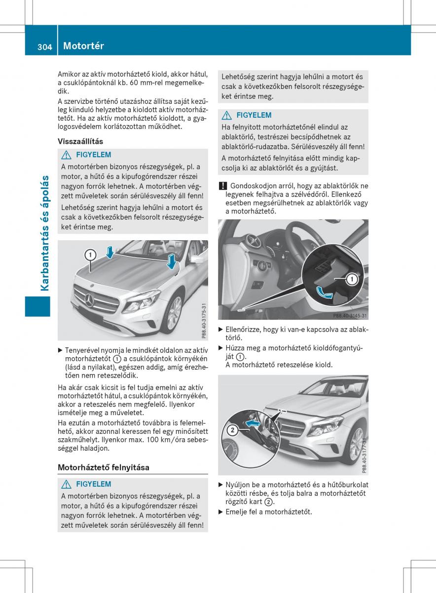 Mercedes GLA X156 kezelesi utmutato / page 304