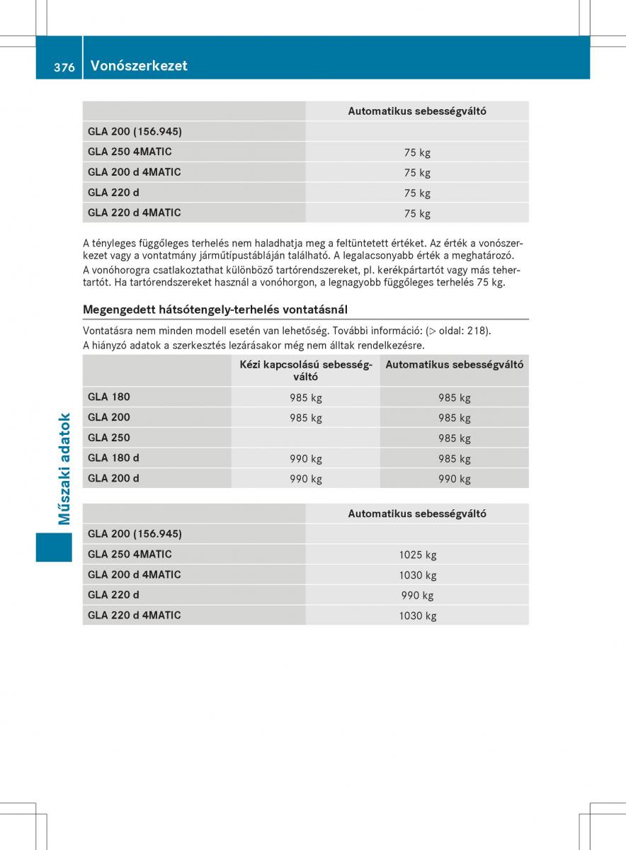 Mercedes GLA X156 kezelesi utmutato / page 376
