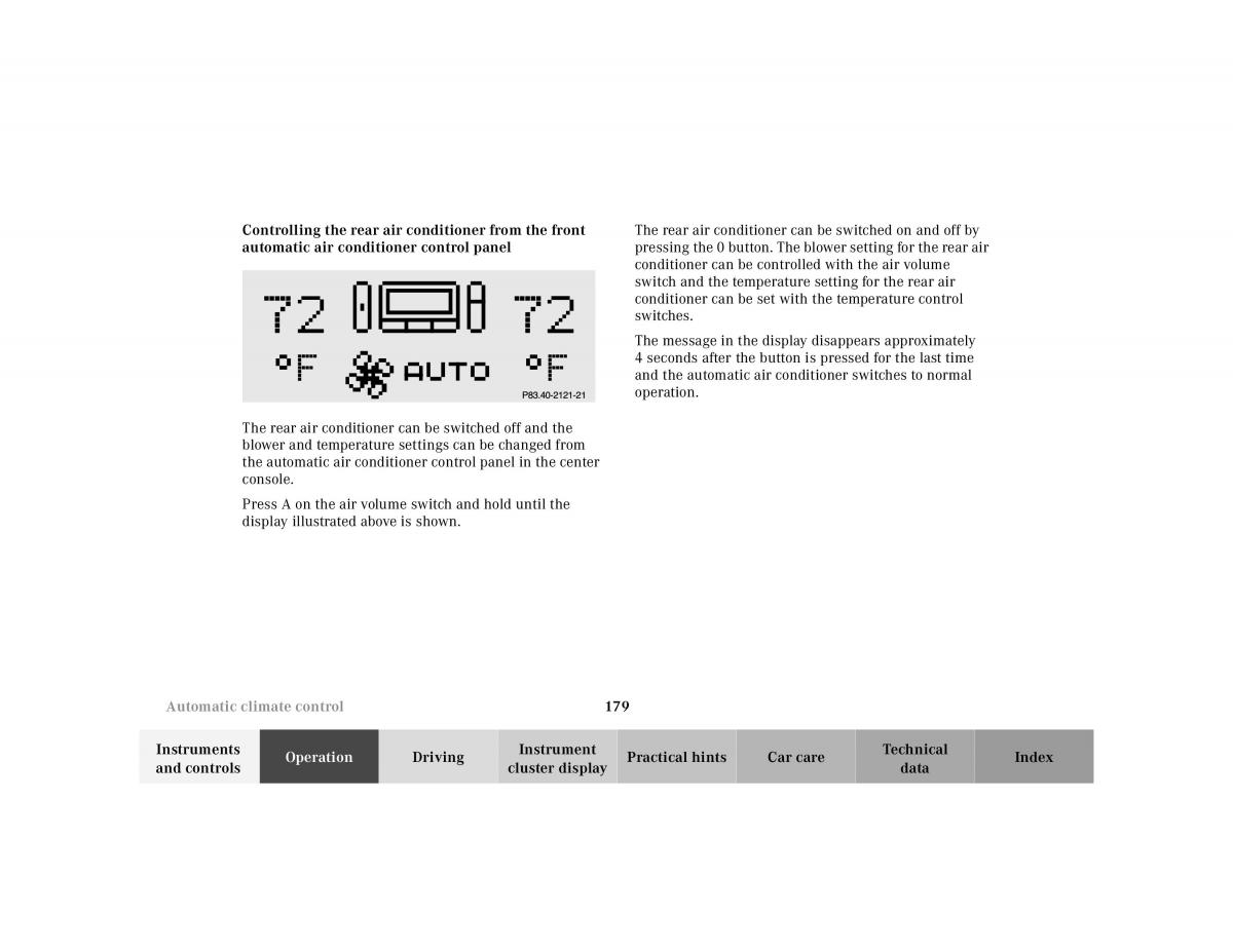 Mercedes Benz S Class W220 owners manual / page 182