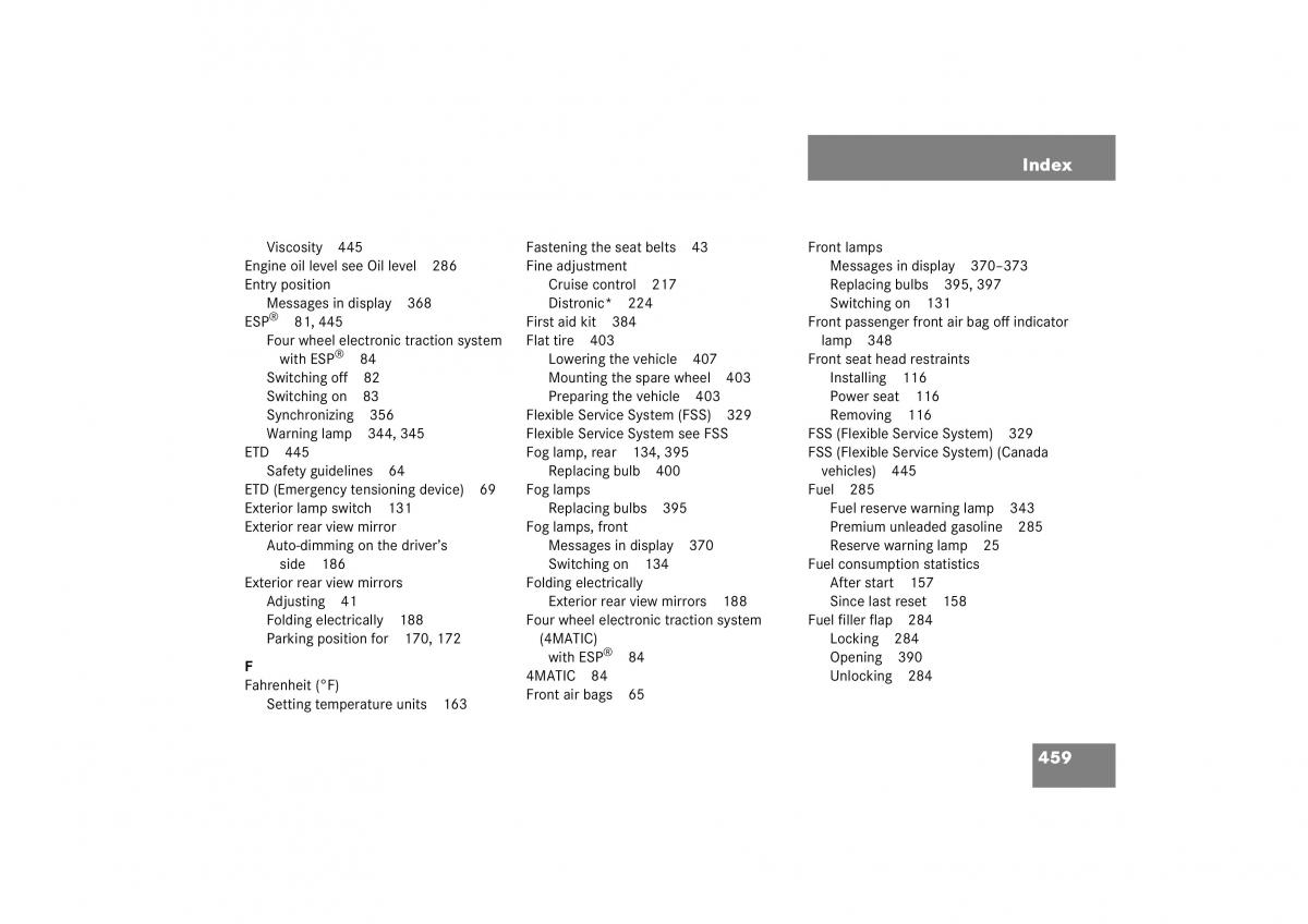 Mercedes Benz S Class W221 owners manual / page 460