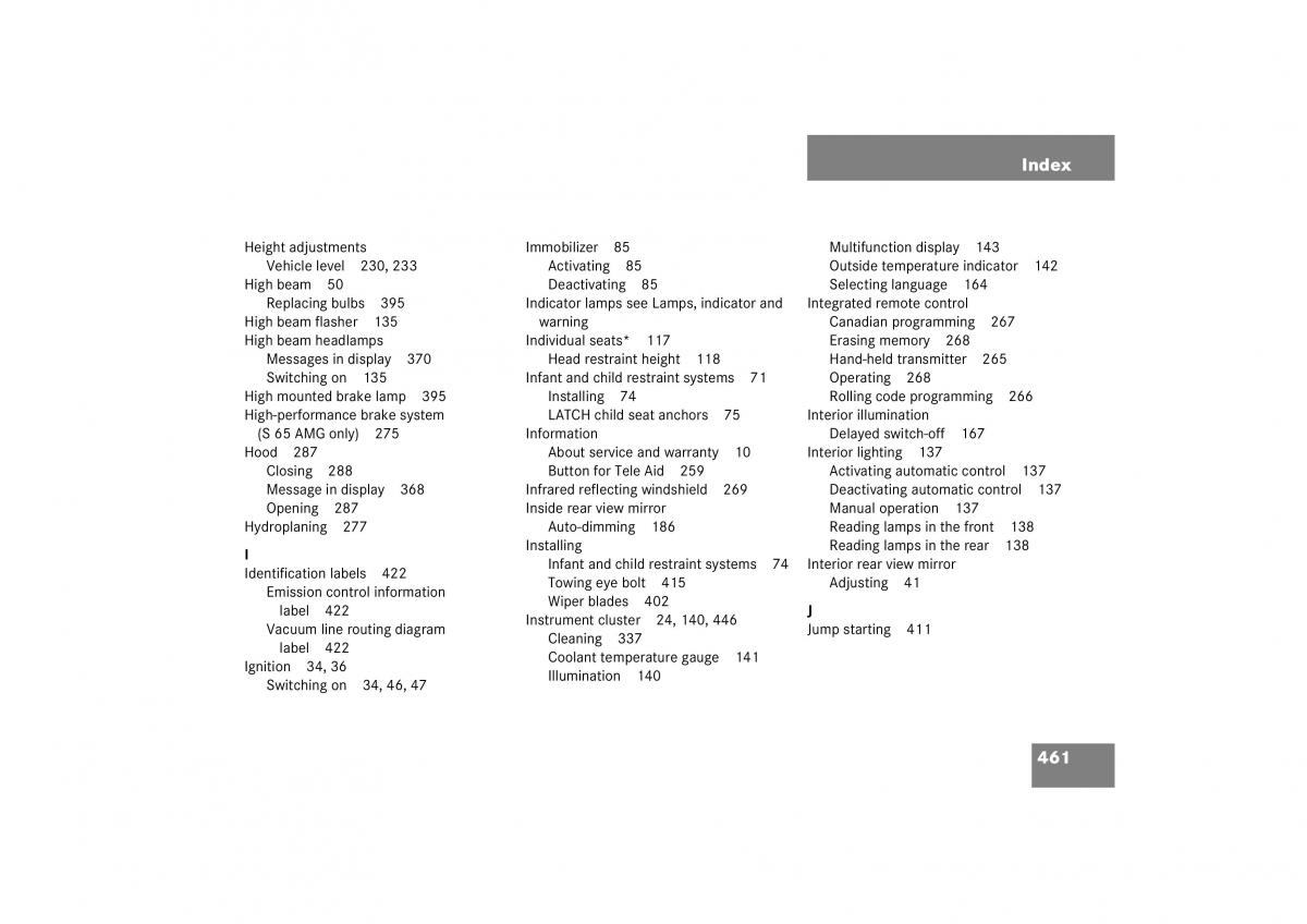 Mercedes Benz S Class W221 owners manual / page 462
