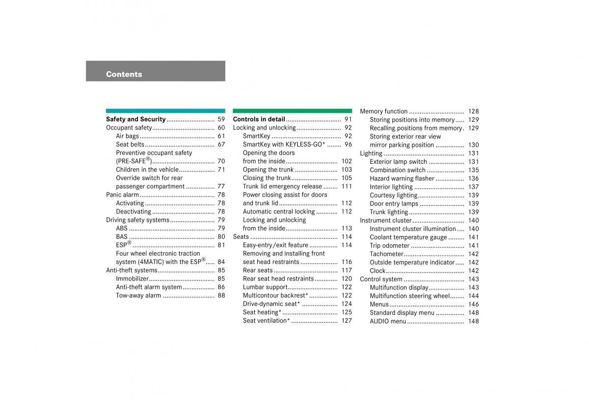 Mercedes Benz S Class W221 owners manual / page 5