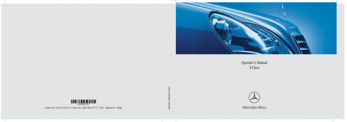Mercedes Benz S Class W221 owners manual / page 1