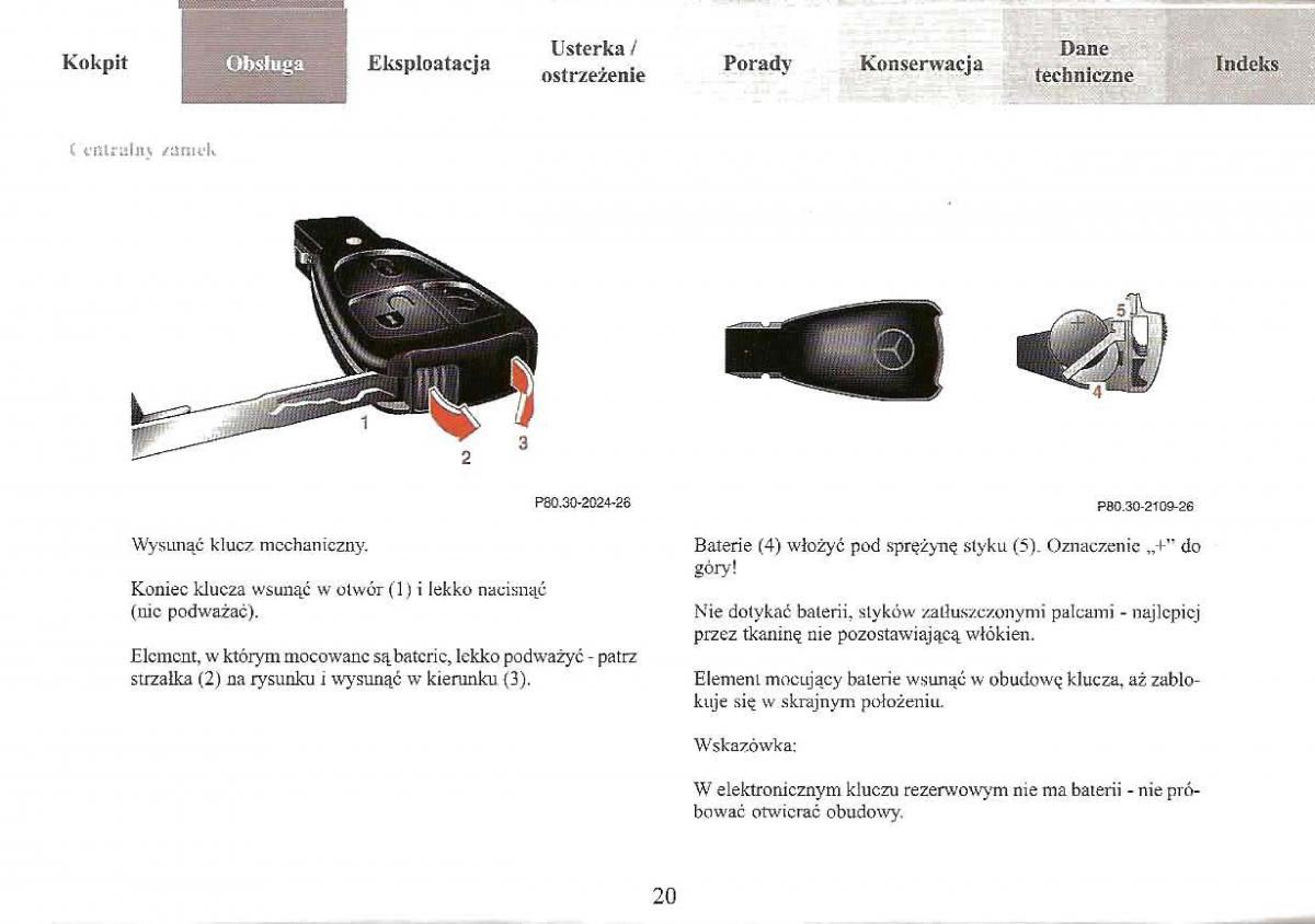 Mercedes Benz E Class W210 instrukcja obslugi / page 20