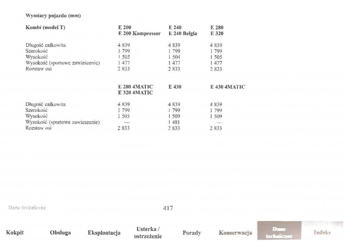 Mercedes Benz E Class W210 instrukcja obslugi / page 416