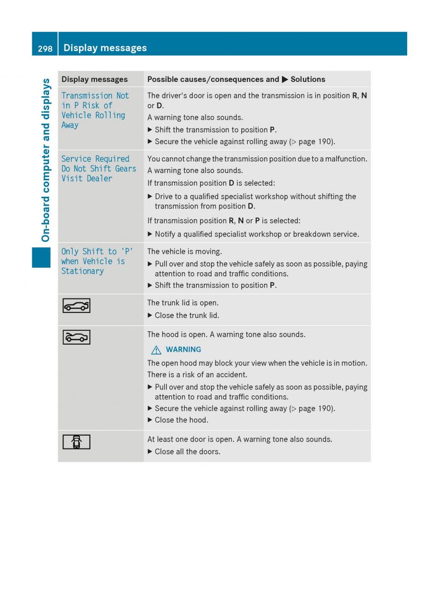 Mercedes Benz S Class W222 owners manual / page 300