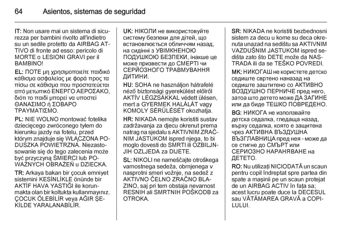 Opel Insignia manual del propietario / page 66
