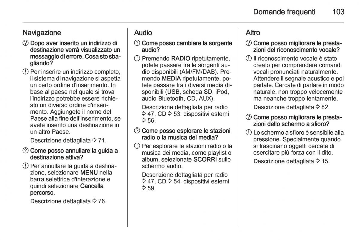Opel Insignia manuale del proprietario / page 103
