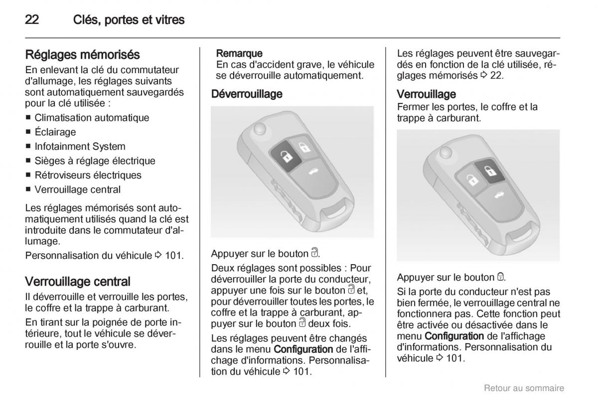 Opel Insignia manuel du proprietaire / page 22