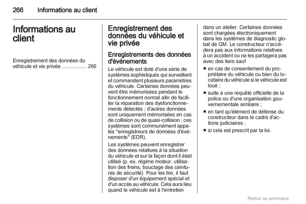 Opel Insignia manuel du proprietaire / page 266