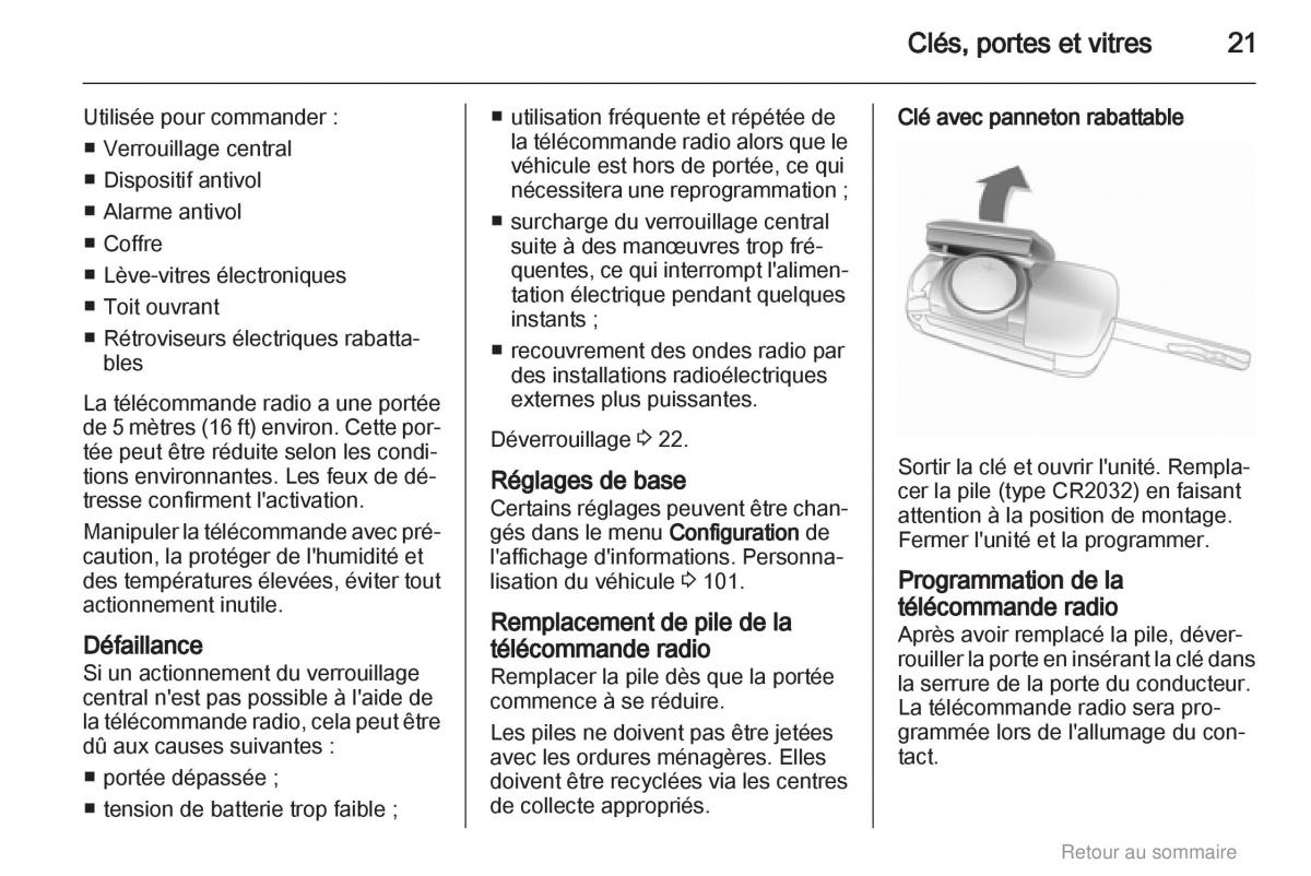 Opel Insignia manuel du proprietaire / page 21