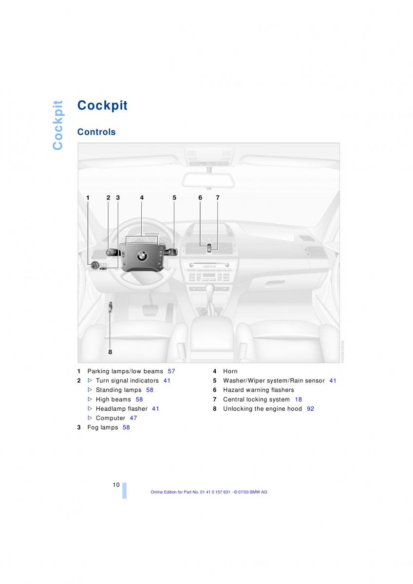 BMW X3 E83 owners manual / page 12