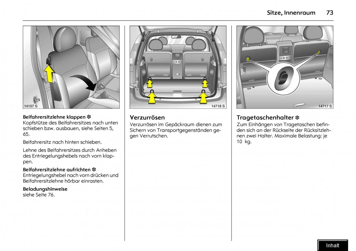 instrukcja obsługi Opel Meriva Opel Meriva I 1 A Chevrolet Meriva Vauxhall Meriva Handbuch / page 75