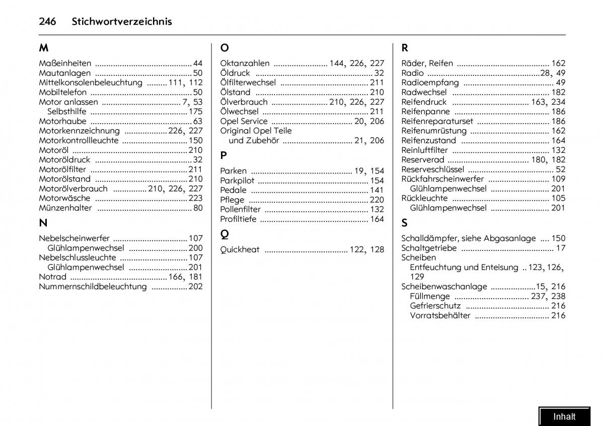 manual  Opel Meriva I 1 A Chevrolet Meriva Vauxhall Meriva Handbuch / page 248