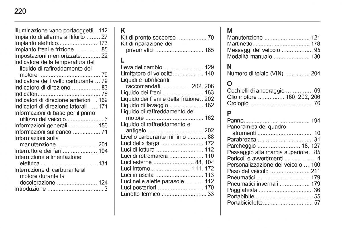 Opel Mokka manuale del proprietario / page 222