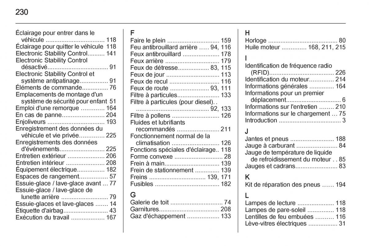 Opel Mokka manuel du proprietaire / page 232