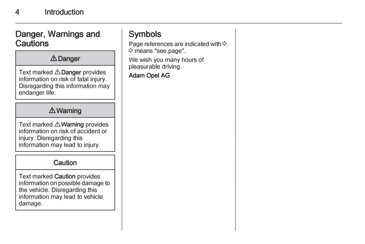 Opel Mokka owners manual / page 6