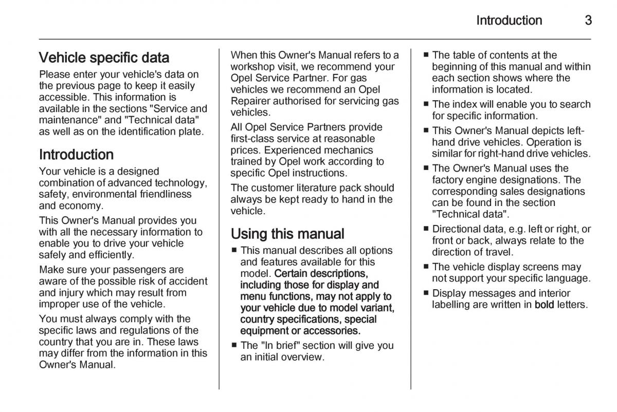 Opel Mokka owners manual / page 5