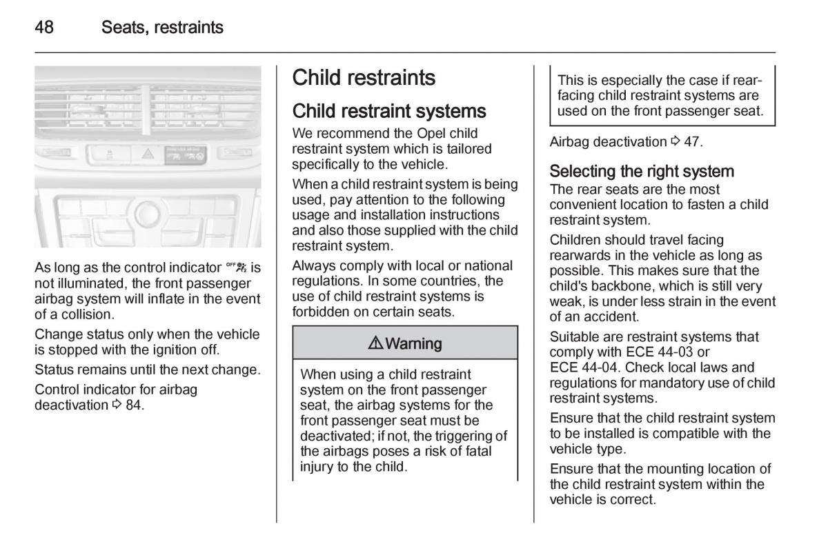 Opel Mokka owners manual / page 50