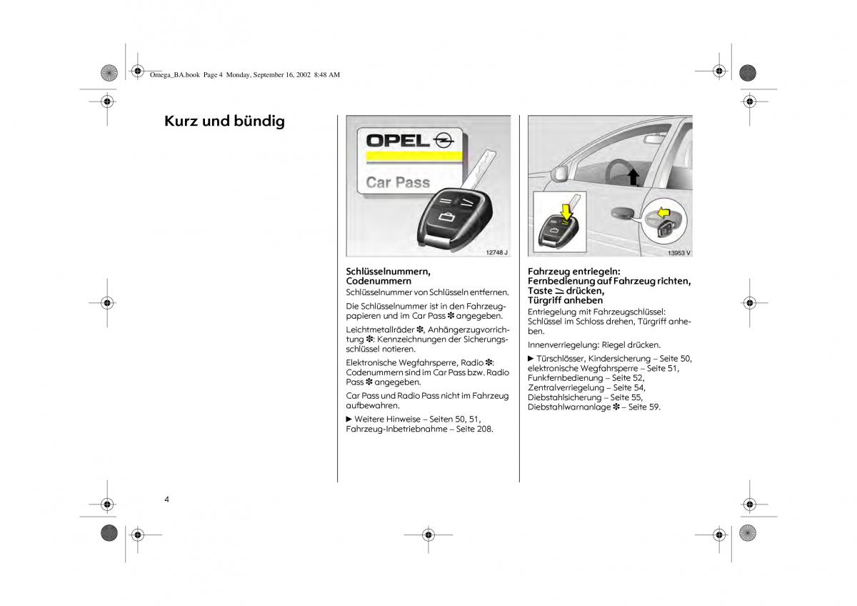 Opel Omega B FL Vauxhall Omega Cadillac Catera Handbuch / page 6