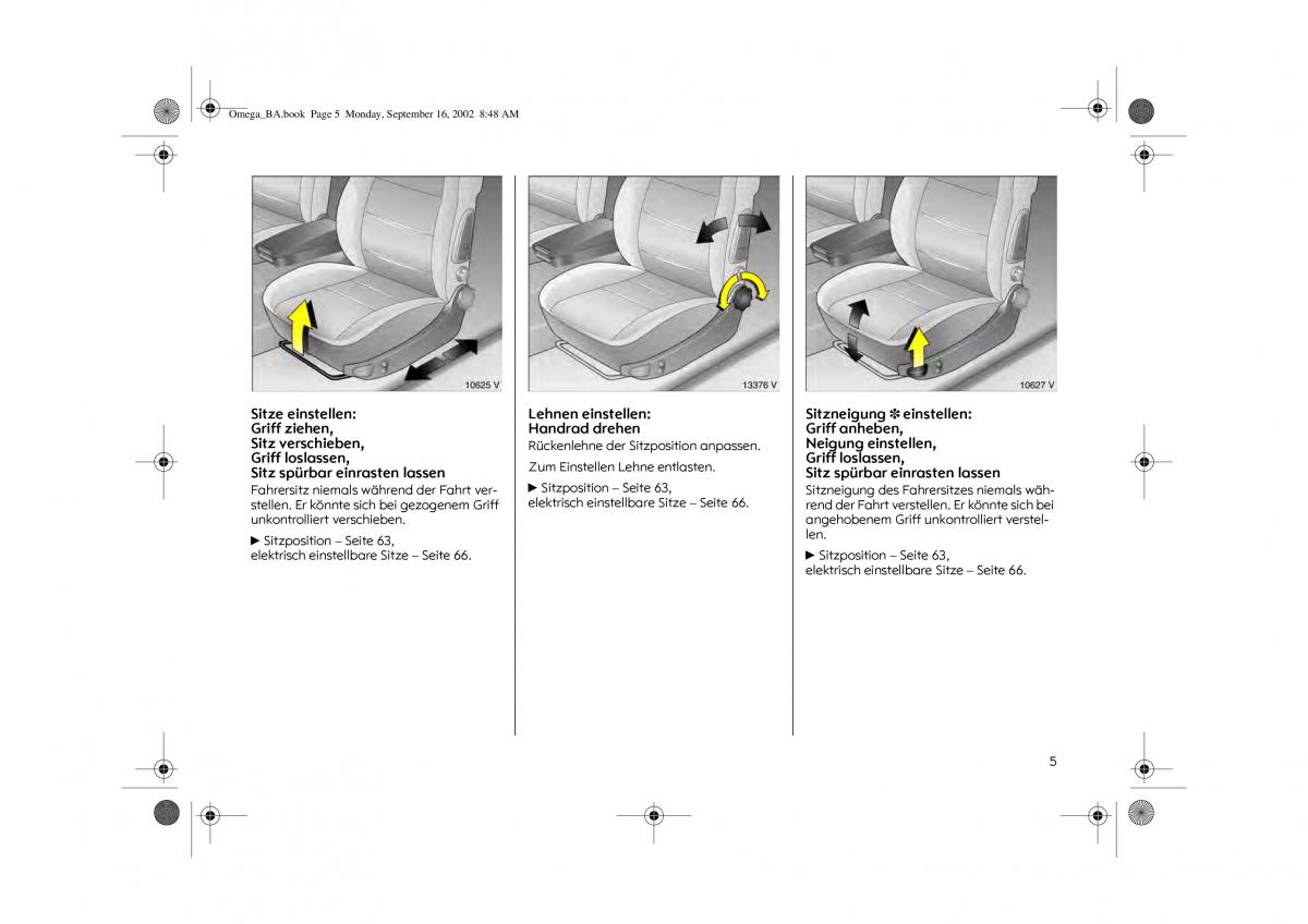 Opel Omega B FL Vauxhall Omega Cadillac Catera Handbuch / page 7