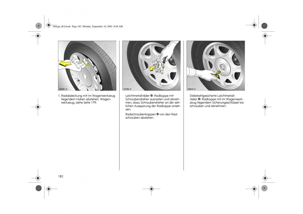 Opel Omega B FL Vauxhall Omega Cadillac Catera Handbuch / page 184