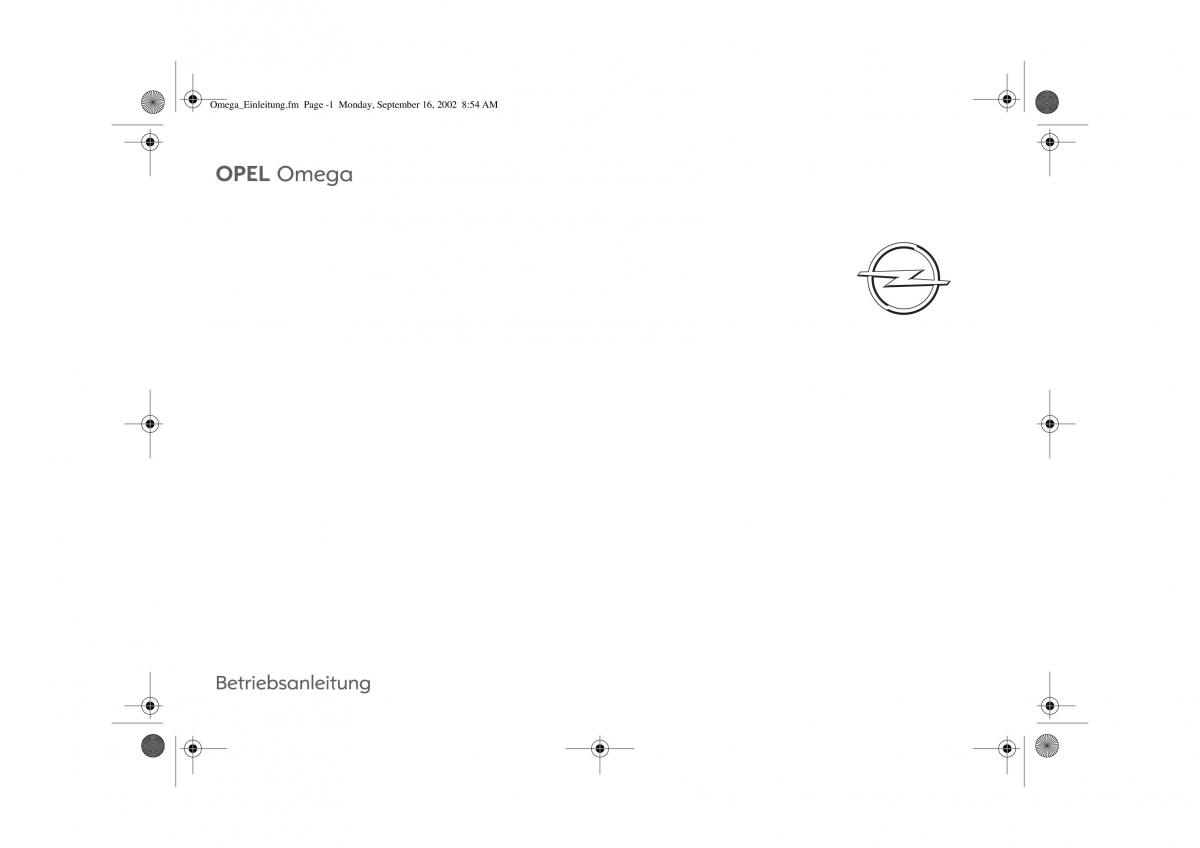 Opel Omega B FL Vauxhall Omega Cadillac Catera Handbuch / page 1